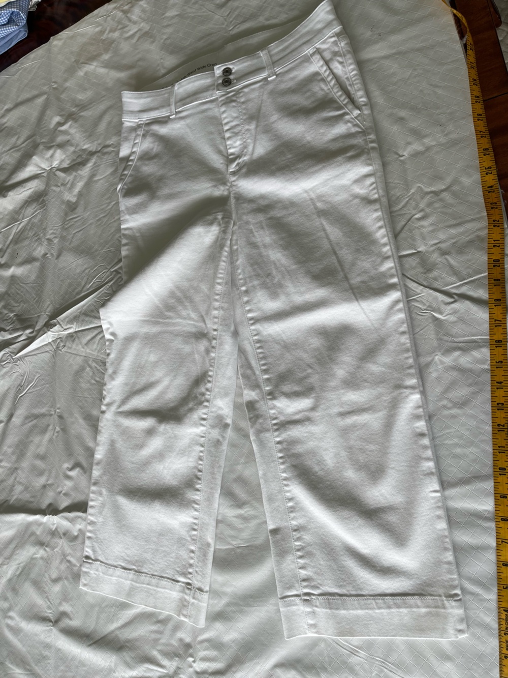 Talbots “Flawless High Waist Wide Crop” pants in white denim.